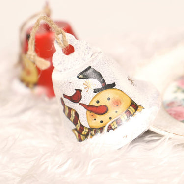 2022 Christmas Tree Hanging Decorations, Vintage Iron Santa, Small Bell, Snowman Pendant Ornment for Holiday Tree Centerpieces Winter New Year Party Supplies